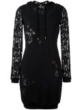 lace panel hoodie dress