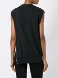 raw edge sleeveless sweatshirt