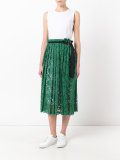 pleated lace midi dress