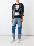 patchwork frayed jeans