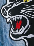 denim panel biker jacket