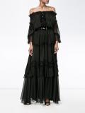 off-shoulder ruffle long dress
