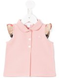 check frill sleeve polo shirt