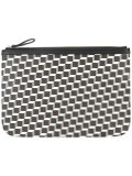 geometric print zipped clutch