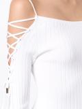 lace-up detailing boatneck bodysuit