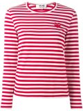 embroidered heart striped T-shirt 