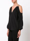 cold-shoulder V-neck blouse