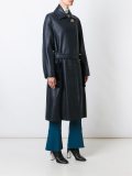 belted shearling long coat 
