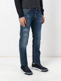 distressed finish jeans