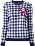 checked ribbon motif sweater