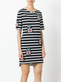 knitted patches striped dress