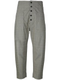 check drop-crotch trousers