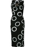 draped neck fitted dress