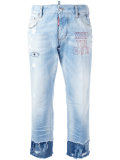 Keep the Faith embroidered cropped jeans