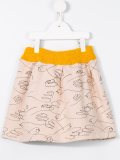 illustrated bird print skirt