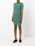 ruched leaf print dress