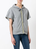 zipped short sleeve hoodie