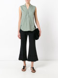 sleeveless button front blouse