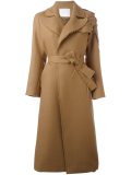 belted bead embellished coat