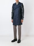 double-breasted contrast sleeves coat