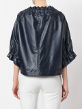 drawstring cropped leather jacket