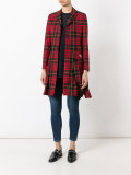 plaid pleated hem coat