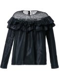 semi sheer panel ruffle blouse