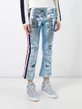 metallic three-quarter trousers