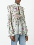 floral print sheer blouse