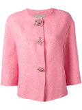 floral buttons tweed jacket 