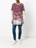 stained striped destroyed T-shirt