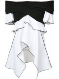 pleated bardot asymmetrical top