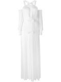 pleaded bows evening dress