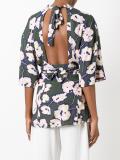 Whisper print open back blouse