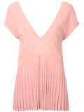 pleated rib v-neck top