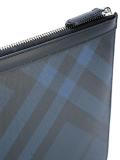 checked top zip clutch