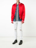 striped trim bomber jacket