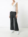ruffled V-neck buttoned tank