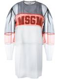 logo print mesh dress