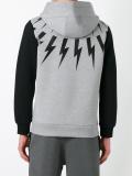 lightning print zipped hoodie