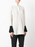 contrast-cuff blouse
