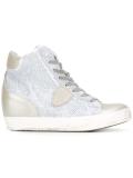 panelled hi-top sneakers