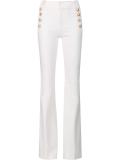 button detailing flared trousers
