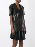 V-neck leather T-shirt