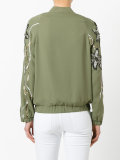 floral sequin sleeve bomber jacket