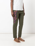 embroidered slim-fit trousers