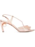 curved strap pearl sandals