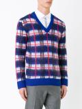 plaid v neck jumper