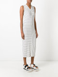 striped fitted midi dress