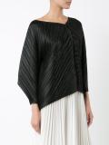 asymmetric neck pleated blouse 